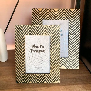 Premium Natural Wooden Chevron Pattern <b>Photo</b> <b>Frame</b> with Modern Minimal Design for Stylish Home and Office Tabletop Decoration - Product Image 3