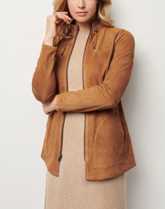 PrimeCraft Veste en cuir de qualité supérieure Veste pour femme avec fermeture à glissière en cuir de vachette authentique Variantes marron et beige noir - Product Image 1