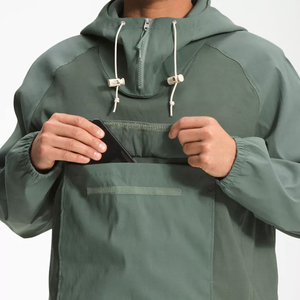 <b>Men's</b> Green Hooded Windbreaker <b>Jacket</b> with Front Pocket Casual Loose Fit Winter OEM Service Waterproof & Breathable - Product Image 4