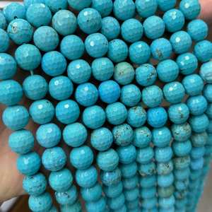 Perles facettées bleu turquoise, pierres précieuses rondes naturelles, perles en vrac pour la création de bijoux et les travaux manuels DIY - Product Image 5