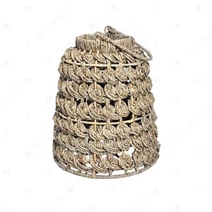 Portavelas de junco marino texturizado estilo costero, linterna colgante anudada, portavelas de cristal para jardín, luz decorativa para el hogar e interior - Product Image 6