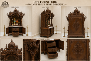 Mandir de prière traditionnel de grande taille pour la maison, en bois de teck massif, pour salle de prière, prix d'usine, vente en gros aux États-Unis - Product Image 4
