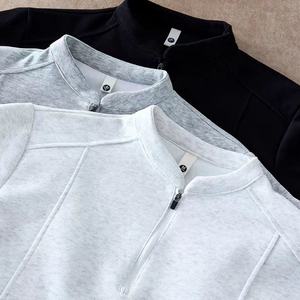 T-shirt athlétique pour homme à demi-zip, col montant, manches courtes, respirant, en coton, pour le sport et les loisirs, idéal pour l'été - Product Image 2