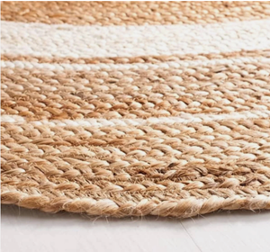 พรมปูพื้นทรงกลมสีขาวทำจากปอกระเจาธรรมชาติ พรมสไตล์โบฮีเมียนแบบธรรมชาติ ขนาดสั่งทำได้ สำหรับห้องนั่งเล่น ห้องนอน สำนักงาน โรงแรม และพื้นที่เชิงพาณิชย์ - Product Image 6