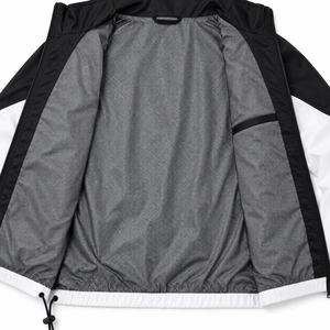 Men's Black White Color Blocking <b>Racer</b> <b>Jacket</b> Windproof Sporty Style Stand Collar Zipper Closure Regular Fit Spring Wear - Product Image 3