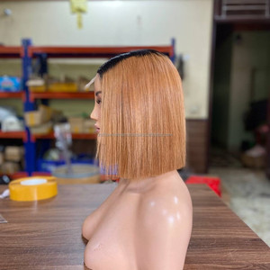 Perruques en cheveux humains vietnamiens en gros, lisses, non traités, sans colle, avec dentelle frontale, perruque bob, ultra-lisses, dentelle suisse HD - Product Image 3