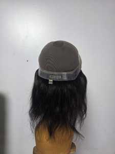 Perruque complète longue en cheveux vierges péruviens noirs naturels, dentelle transparente, cheveux de bébé, taille moyenne, base en dentelle suisse - Product Image 6