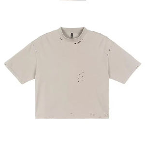 T shirt Manufacture Custom logo Heavyweight Streetwear Blank Vintage Washed Tee Mens Boxy Cropped Oversized Distressed <b>Tshirt</b> - Product Image 4