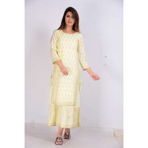 AARTI FASHION Traje Salwar Informal de Cuello Redondo y Manga Tres Cuartos, Silueta Holgada, Tejido de Tela, Bordado a Mano, Transpirable, para Uso Diario - Product Image 3