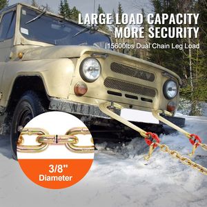 Catena di traino G80 V Bridle per impieghi gravosi 3/8'' x 2'' con ganci a J e T da 15'' per il trasporto di veicoli di traino - Product Image 3