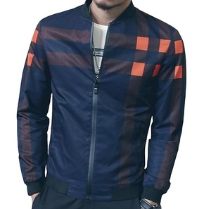 Blouson Bomber Homme Tendance en Polyester et Nylon, Imperméable, Imprimé à Carreaux, Respirant, Style Streetwear, Logo Personnalisé - Product Image 3
