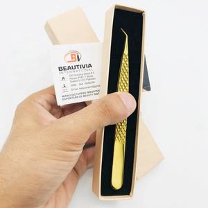 แหนบต่อขนตามุมที่ทำจากสเตนเลส45องศาใช้สำหรับต่อขนตาปลายแหลมเคลือบทองโลโก้ตามสั่ง - Product Image 6