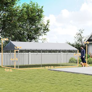 Cuccia per Cani da Esterno Resistente con Tetto Impermeabile, 2 Chiusure Sicure, Recinto a Catena 20x10x7 per Giardino, Gabbia per Animali Domestici - Product Image 3