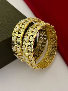 Trending Indian Wedding Rhodium Plated Imitation Pearl <b>Bangles</b> <b>Set</b> | Traditional Handmade Luxury Bridal Ethnic Jewelry Women - Product Image 3