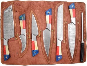 High Quality 6 PCS Professional <b>Kitchen</b> <b>Knife</b> Set With Damascus Steel Blade and <b>Knife</b> Sharpnar <b>Kitchen</b> <b>Knife</b> Set For Hot Sale - Product Image 4