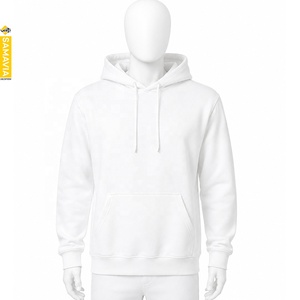 <b>Men's</b> White Hooded Sweatshirt Regular Fit Cotton French Terry Casual <b>Pullover</b> with Pocket Autumn Wear - Product Image 2
