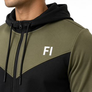 Men's Color Blocking Hooded Sweatshirt Set Polyester Cotton Hoodies <b>French</b> Terry Casual Zipper Tracksuit Front Logo Wholesale - Product Image 5