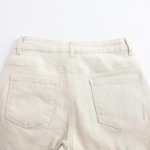 Shorts en jean déchirés taille haute pour femme, prix d'usine, bords effilochés, décontractés, été, coupe droite, en coton - Product Image 3