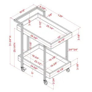 Carrito de bebidas metálico de diseño artesanal, carrito de servicio de bar metálico hecho a mano, carrito rodante metálico de moda, seguro y chapado. - Product Image 3