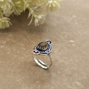 Handmade <b>Labradorite</b> Brass Bezel Setting <b>Ring</b> Vintage Handcrafted Oxidized Boho Unisex Jewelry Artisan Statement <b>Ring</b> - Product Image 4