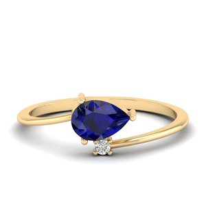 Bagues solitaires REYES en or rose 14 carats avec saphir bleu taille poire 0,75 carat et moissanite pour femme – Prix de gros - Product Image 6