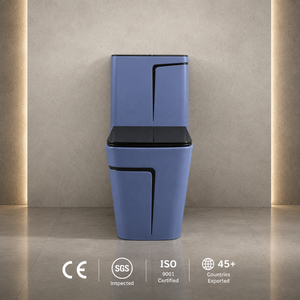 Inodoro de Cerámica Moderno de Una Pieza, Diseño Cuadrado Azul Oscuro, Estilo Contemporáneo, Montaje en Suelo, Descarga Lenta, para Villa o Apartamento - Product Image 2