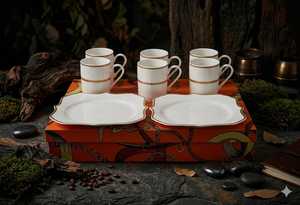Tasse à thé et soucoupe marron de luxe écologique en porcelaine fine, tasse à café, tasse de petit-déjeuner, tasse d'amitié pour couple, cadeau de pendaison de crémaillère - Product Image 4