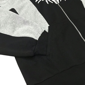 OEM ODM Men's Casual Zip Hoodie Solid Patchwork Drawstring Sweatshirts Applique Splicing Streetwear For Sport Outdoor Vintage - Product Image 4