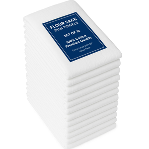 Lot de 12 torchons en coton blanc de qualité supérieure, 28x28 pouces, pour la cuisine - Product Image 1