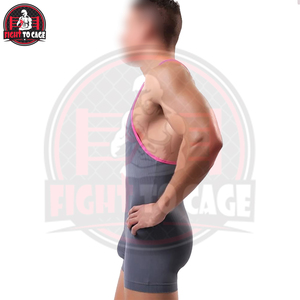 ชุดยูนิฟอร์มมวยปล้ำสีเทาและชมพูแบบ OEM ODM ผ้าสแปนเด็กซ์โพลีเอสเตอร์พิมพ์ลายสำหรับศิลปะการต่อสู้ พร้อมเสื้อผ้าฝึกซ้อมคอกลม - Product Image 5