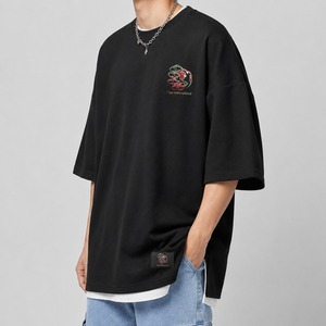เสื้อยืดโอเวอร์ไซส์ผ้าฝ้ายถักเนื้อนุ่มใส่สบายสำหรับฤดูร้อน คอกลมเรียบง่าย สไตล์ลำลอง เสื้อยืดโอเวอร์ไซส์ผู้ชาย - Product Image 6