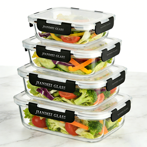 Recipiente de Vidrio para Almacenamiento de Alimentos, Apto para <span class=keywords><strong>Microondas</strong></span>, de Vidrio Borosilicato, Libre de BPA, para Preparación de Comidas - Product Image 1