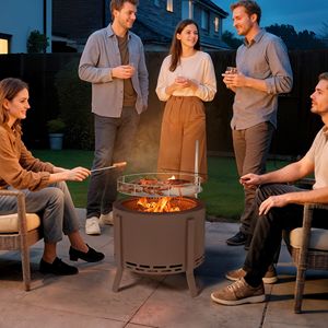 Griglia BBQ Portatile 2-in-1 Senza Fumo per Campeggio e Viaggi, in Acciaio Bronzato con Paletta, per Carbonella e Legna - Product Image 2