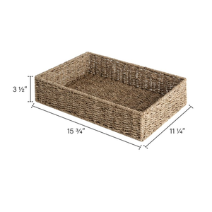 Handwoven Natural Renewable Seagrass Rectangular <b>Storage</b> <b>Basket</b> for <b>Shelves</b>, Bathroom, Kitchen Wholesale from Vietnam - Product Image 2