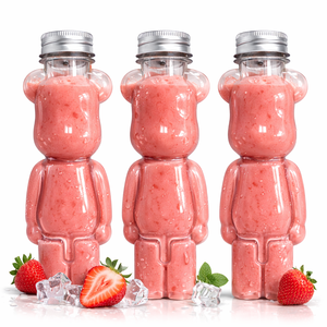Botella PET Premium de 400 ml con Forma de Oso, Tapa de Aluminio y Orificio para Pajita, Ideal para Smoothies - Product Image 6