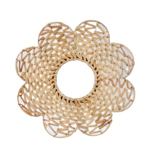 Espejo de pared de jacinto de agua tejido a mano para decoración del hogar Vintage de alta calidad en forma de flor estilo ecológico para mayoristas - Product Image 1