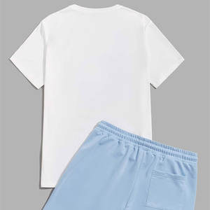 Ensembles de T-shirts pour hommes de haute qualité, manches courtes, sport d'été, coupe ajustée, ensembles jumeaux, tissu éponge, séchage rapide, 100% coton, logo personnalisé - Product Image 2