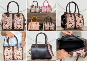 Elegante Bolso de Hombro de Cuero Genuino de Vaca, Hecho a Mano, Estilo Western con Diseño Floral, OEM ODM - Product Image 3