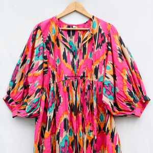 Beautiful floral Cotton Block Printed dress Dress For Casual wear Hand Block Printed Dress - Product Image 6