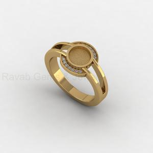 Bague en argent 925 de qualité supérieure, plaqué or 14 carats, avec sertissage cabochon rond de 7 mm et accent CZ, pour bijoux DIY en résine et souvenirs - Product Image 4