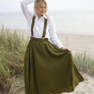 New Arrival Casual Breathable 100% Cotton A-Line Midi <b>Dress</b> Plain Dyed Short Sleeve V-neck for Women - Product Image 1