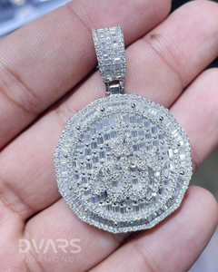 Pendentif Allah islamique glacé, plaqué rhodium, serti griffes, Moissanite, bijoux religieux, argent 925, personnalisable avec lettre, nom, symbole, luxe - Product Image 1
