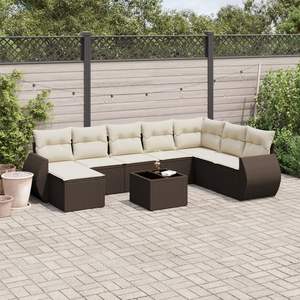 Conjunto de Sofás de Jardín en Color Marrón y Blanco Crema para Patio, Muebles de Exterior Elegantes - Product Image 1