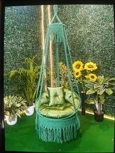 Handmade Eco-Friendly Traditional Red <b>Macrame</b> Hanging Chair Cushion Fringe Jharkhand Bikash Enterprises Home <b>Art</b> Collectible - Product Image 5
