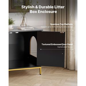 Clettiera per gatti in stile moderno custodia per mobili 27.6 \ "armadietto per lettiera nascosta in metallo con impugnatura per soggiorno camera da letto - Product Image 5