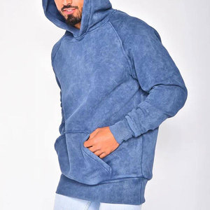 Sweat-shirt à capuche oversize pour homme, vert fluo uni, en molleton bouclette, décontracté, pour l'automne, avec poches, coupe classique, tricoté - Product Image 2