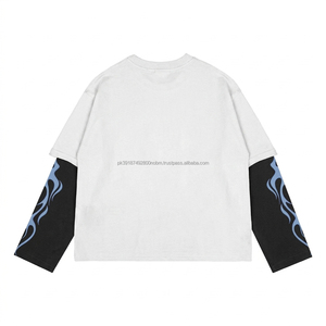 T-shirt Homme Personnalisé Y2K Double Couche Manches Courtes Ample Oversize Streetwear Effet Vieilli Lettres Graphiques 220g Laine Peignée Hip Hop - Product Image 2