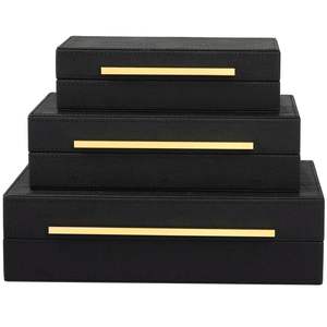 Caja de Joyería Moderna de Resina Negra y Dorada para Sala de Estar - Product Image 1