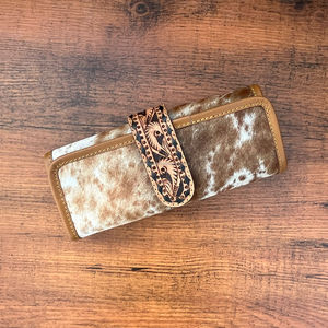 Estuche enrollable portátil para joyas de cuero de vaca, organizador de joyas de viaje plegable de estilo Vintage de alta calidad para damas - Product Image 2