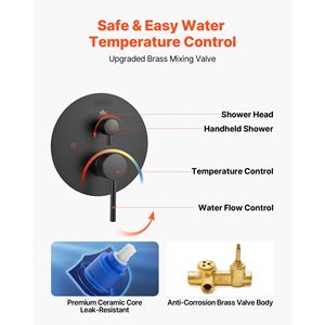 Wall Mounted Rainfall <b>Bathroom</b> Shower System 10 Inch Rain Shower Head with Handheld Spray Shower Faucet <b>Set</b> <b>Accessory</b> - Product Image 5